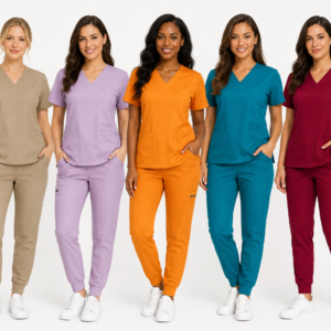 Medical Scrub Set – V-Neck Top & Jogger Pants | Lightweight Polyester Fibre Work wear