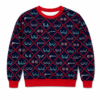 Novelty Boob Print Crewneck Sweatshirt, Navy Blue and Red