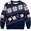 Baseball Christmas Sweater, Navy Blue Knit Pullover