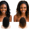 Black Headband Wig with Twisted Locs and Curly Ends