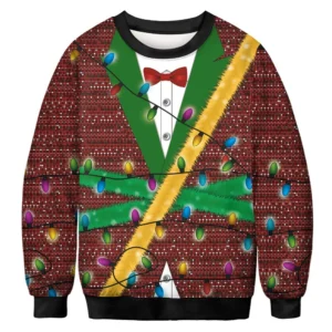 Christmas Sweater Sweatshirt with Holiday Lights Print