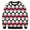 Christmas Sweater with Pixel Santa Claus Print