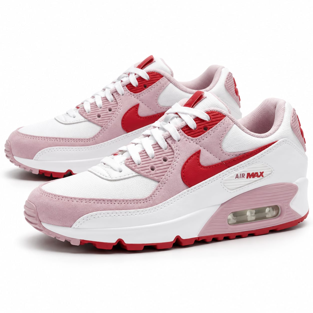Nike Air Max 90 Sneakers, Pink/White/Red,Size EUR (42) US( 8.5)